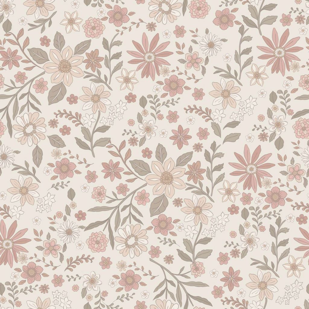 Zacht roze veldbloemenpatroon vintage