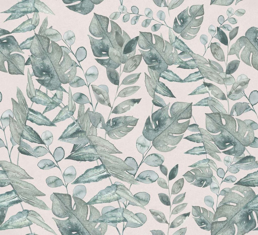 Aquarel monstera in saliegroen
