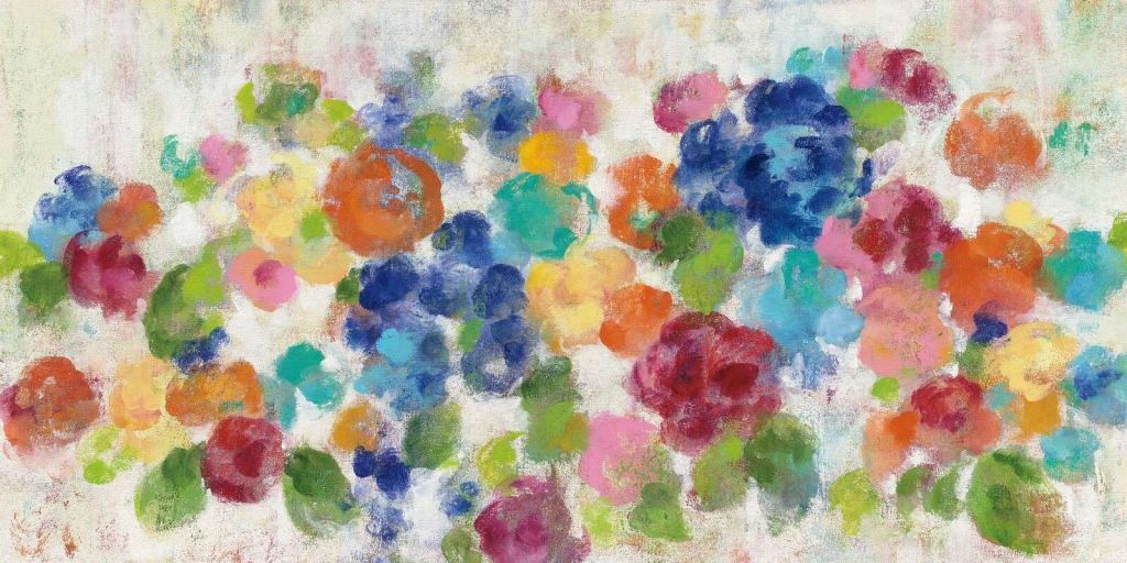 Speels Bloemenveld In Regenboogkleur