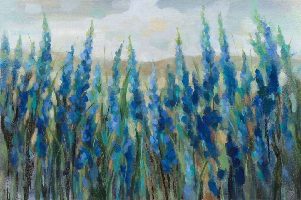 Blauwe bloei onder zachte lucht