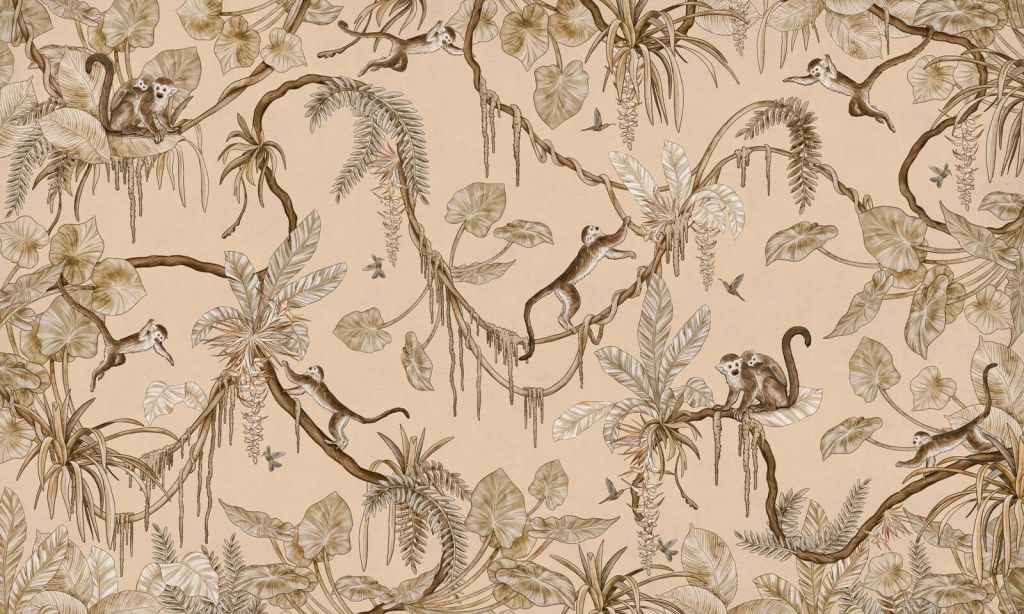 Playful Monkeys - Vintage - Beige