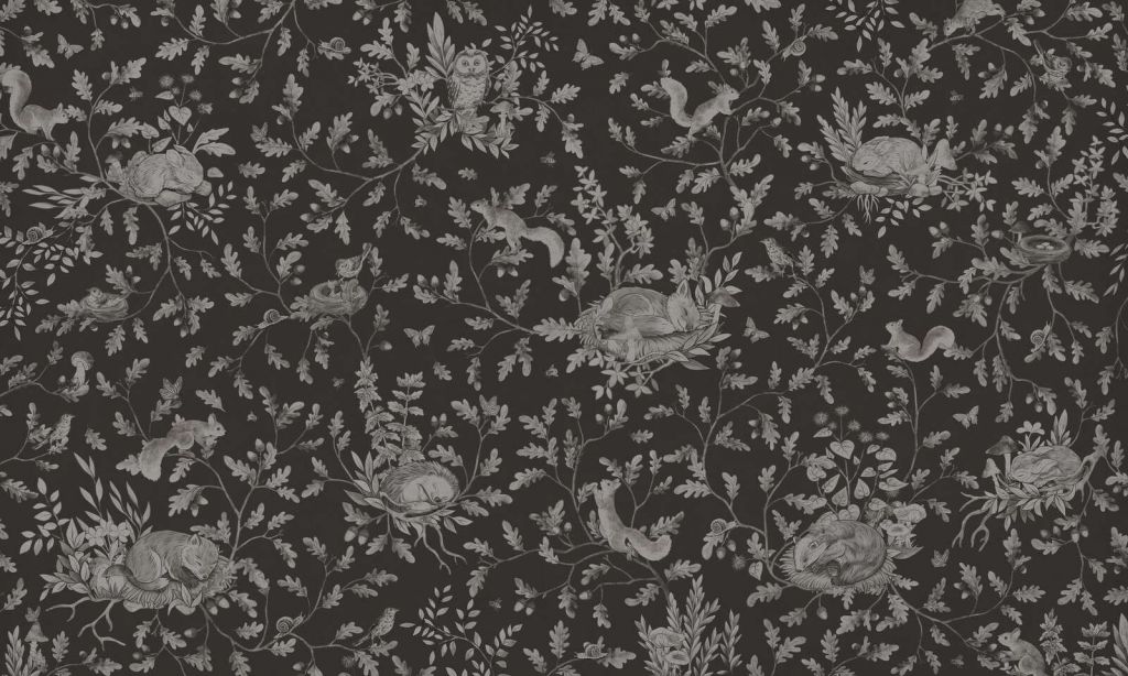 Playful Woods - Monochrome - Black