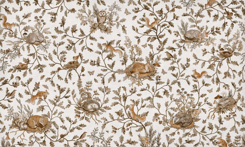 Playful Woods - Vintage - White