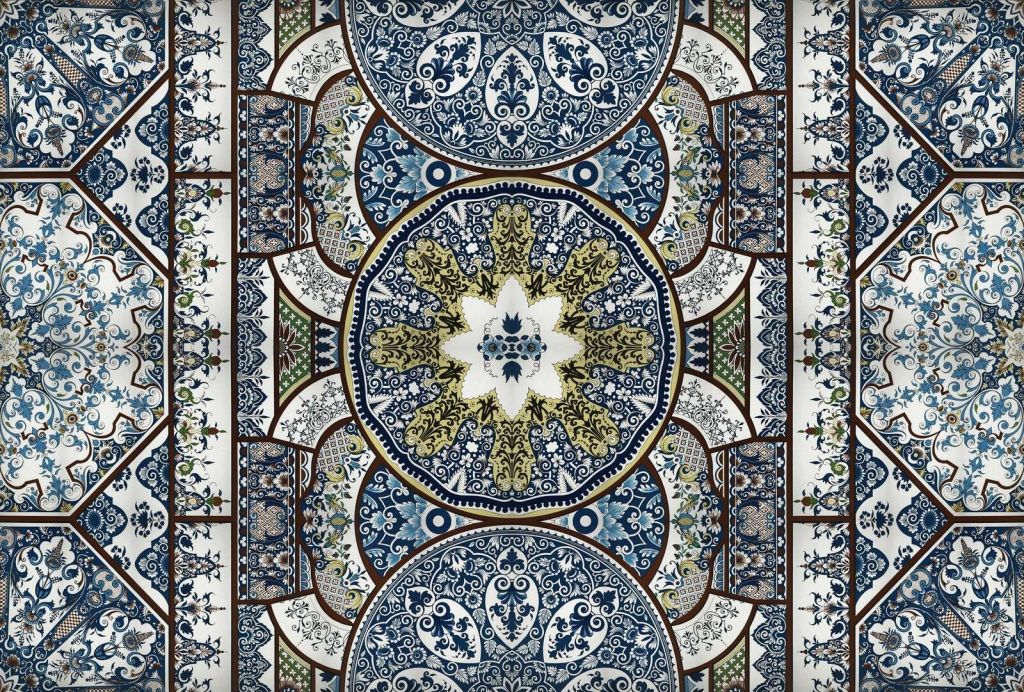Ornamentele blauwe tegelmandala