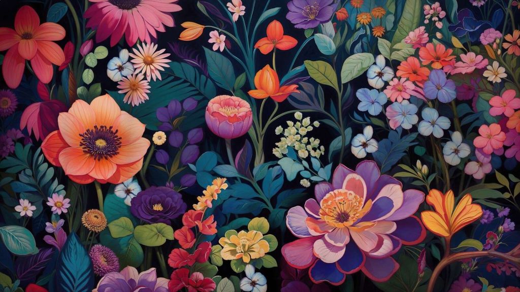 Kleurrijke bloemenpracht bij nacht