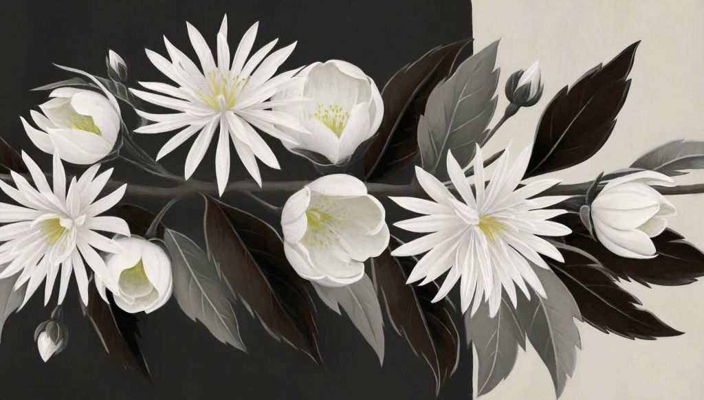 Witte clematis op donkere tak