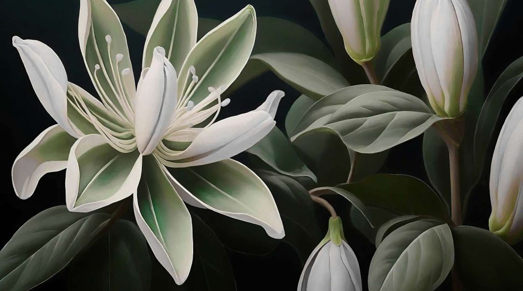 Witte lelies in avondlicht