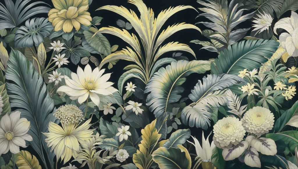 Lichte tropische bloemen op donker