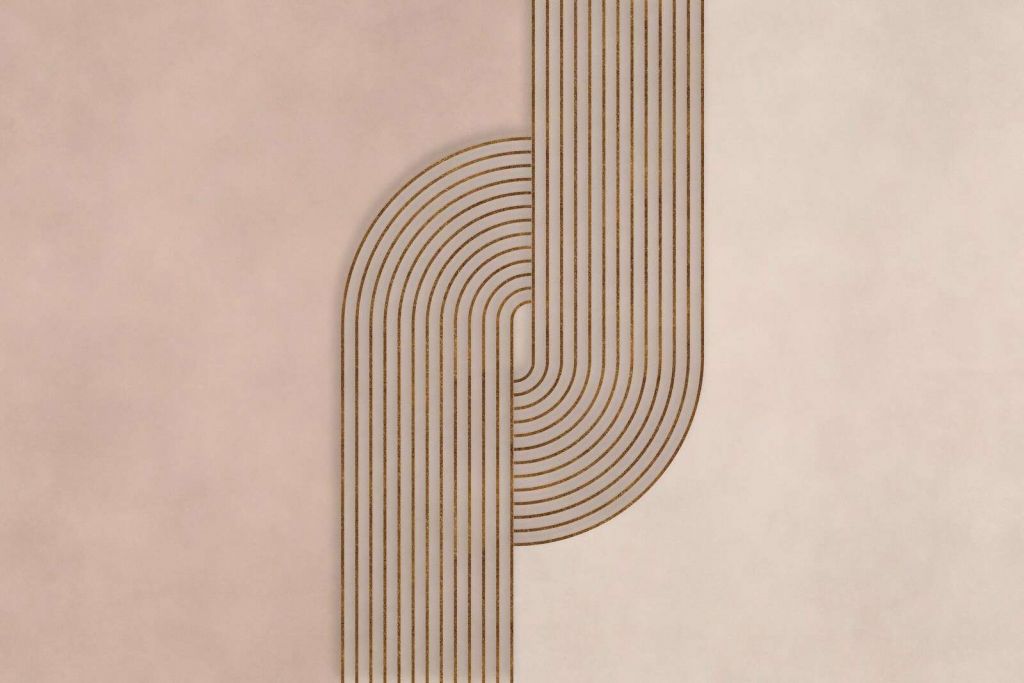 Bauhaus Twist Mid Century Modern Art Beige