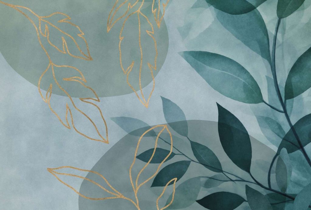 Leafy Elegance Modern Nature Art Teal