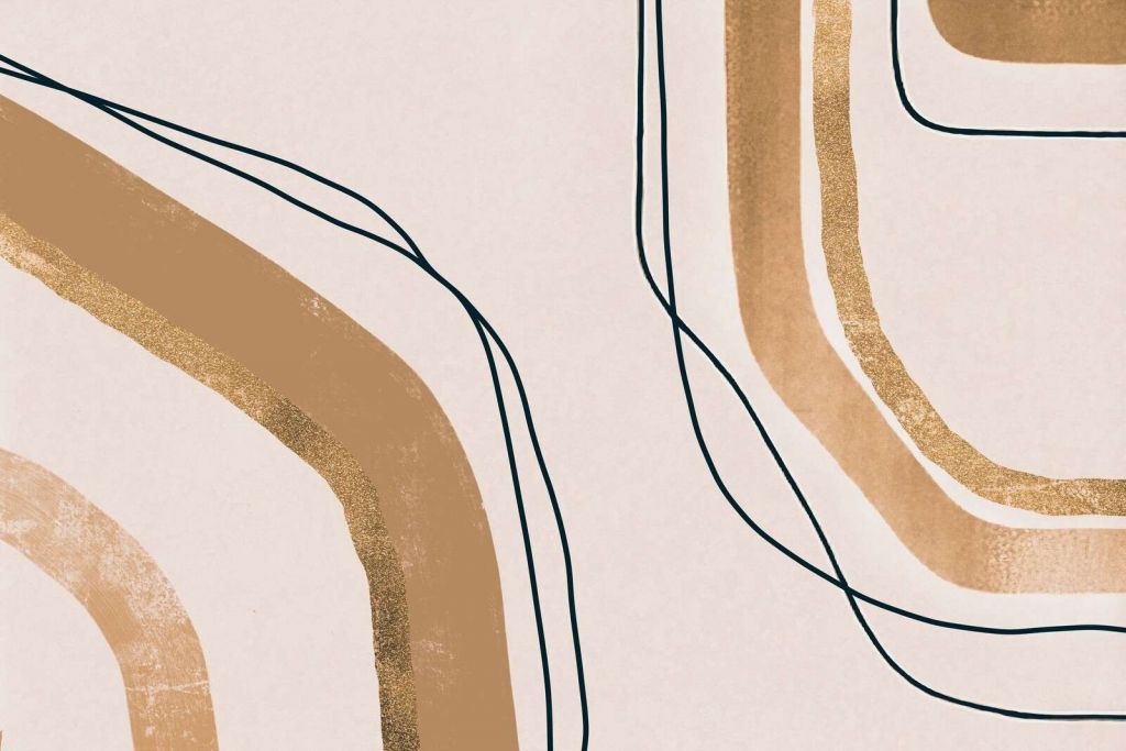 Calming Lines Modern Mid Century Art Beige