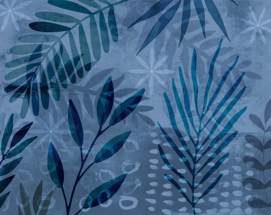 Palm Leaf Collage Mix Blue