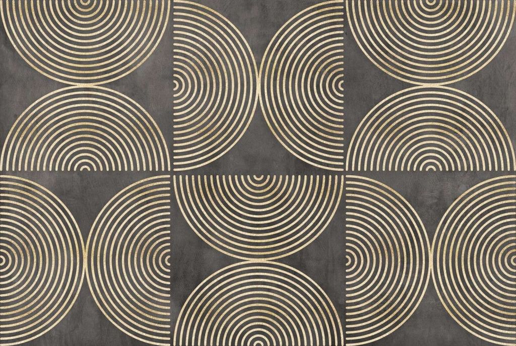 Eclectic Circle Modern Art Gold Brown