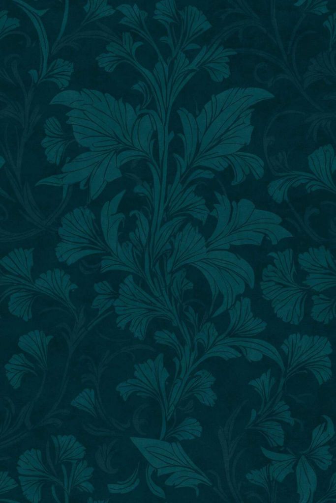 William morris style monochrome flourish damask pattern emerald teal