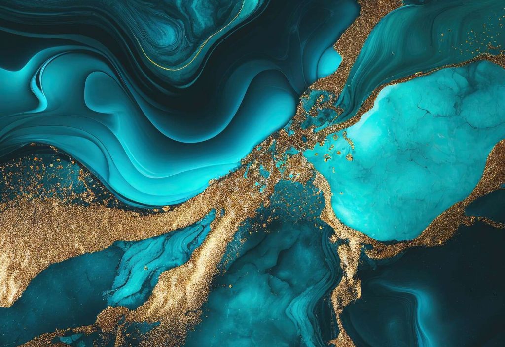 Fancy faux marble teal gold 2