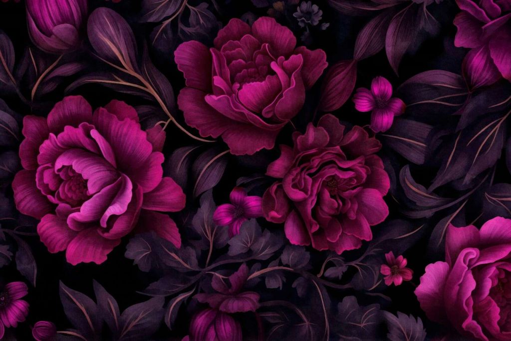 Velveteen dark moody flowers fuchsia pink
