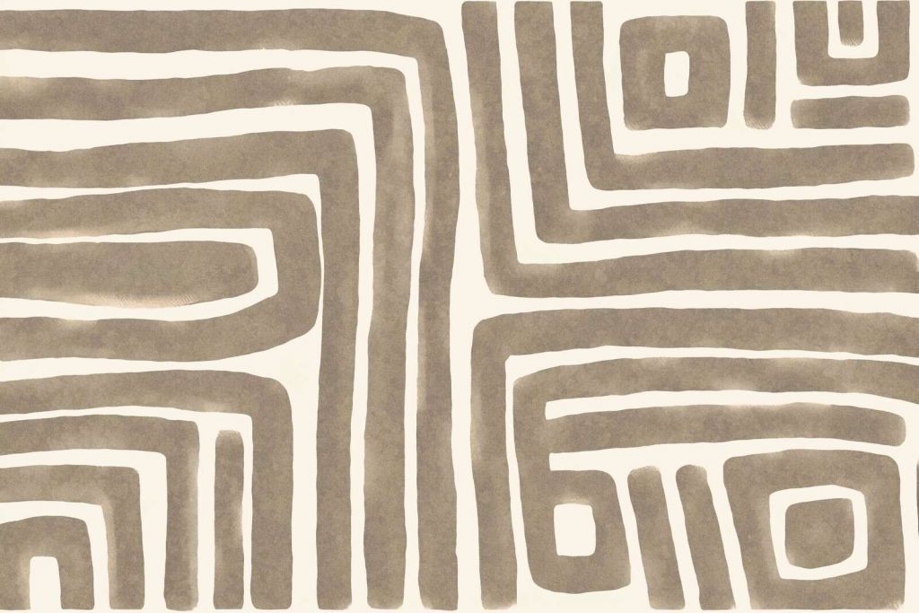 Abstract maze art beige