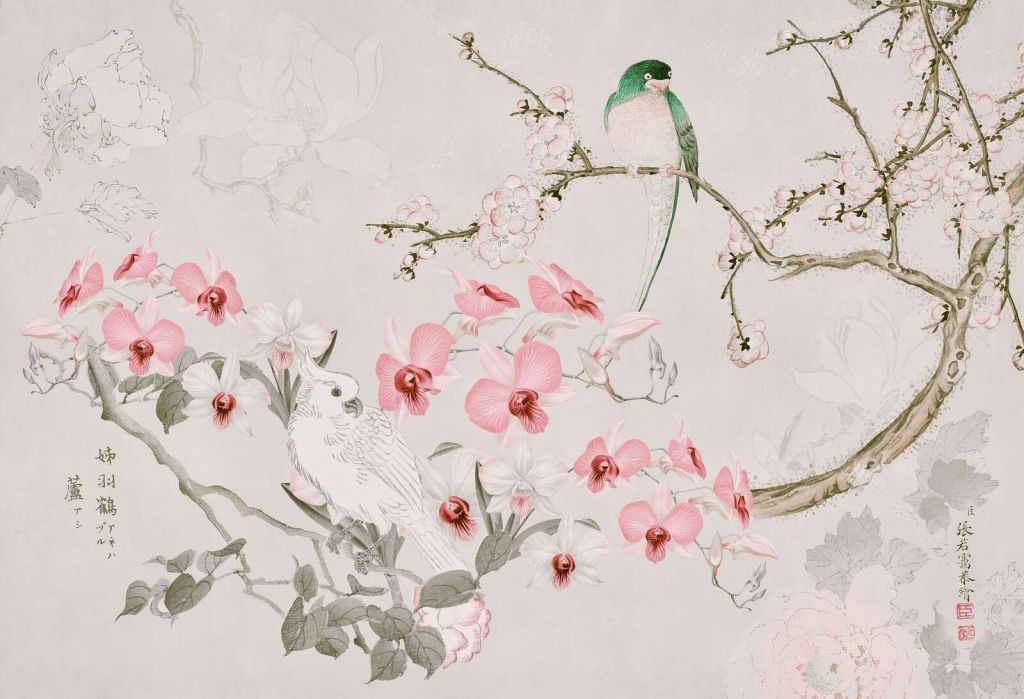 Chinoiserie with cockatoo
