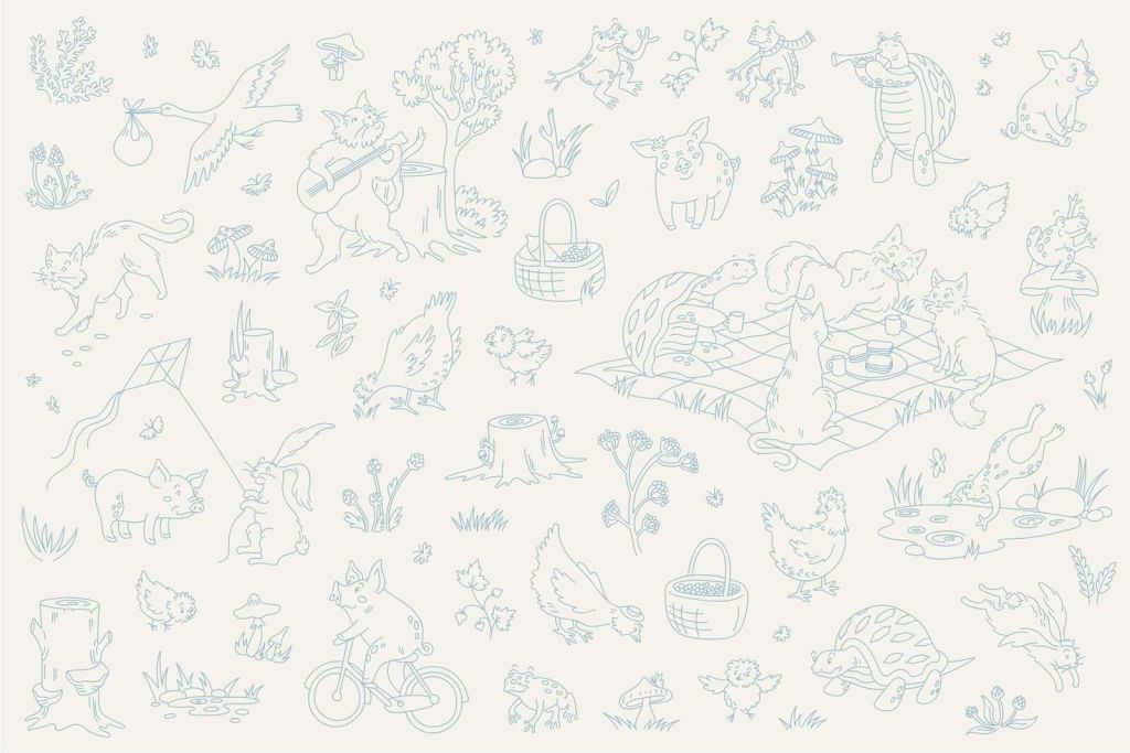 Bos dieren rustig beige en blauw