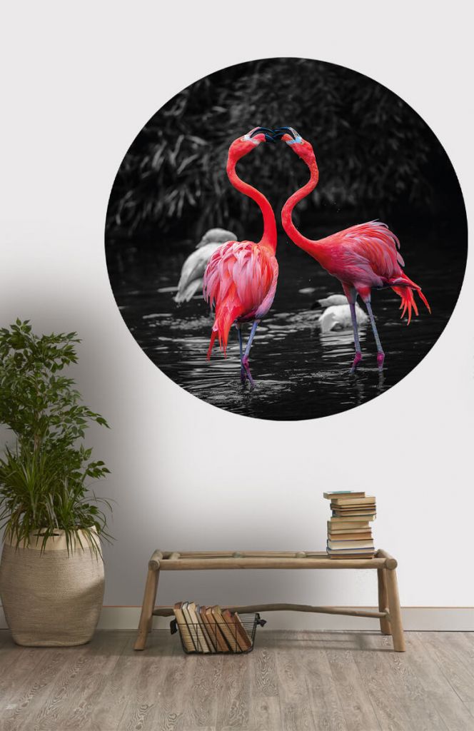 Behangcirkel met flamingo’s