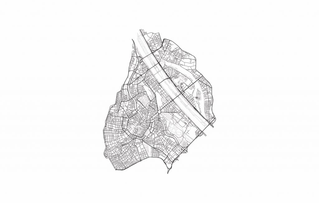 Plattegrond van Wenen centrum, wit