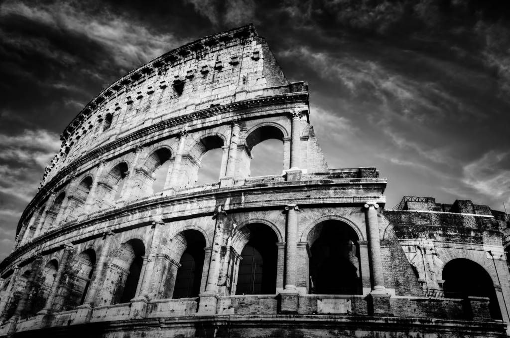 Zwart wit behang - Colosseum in Rome - Tienerkamer