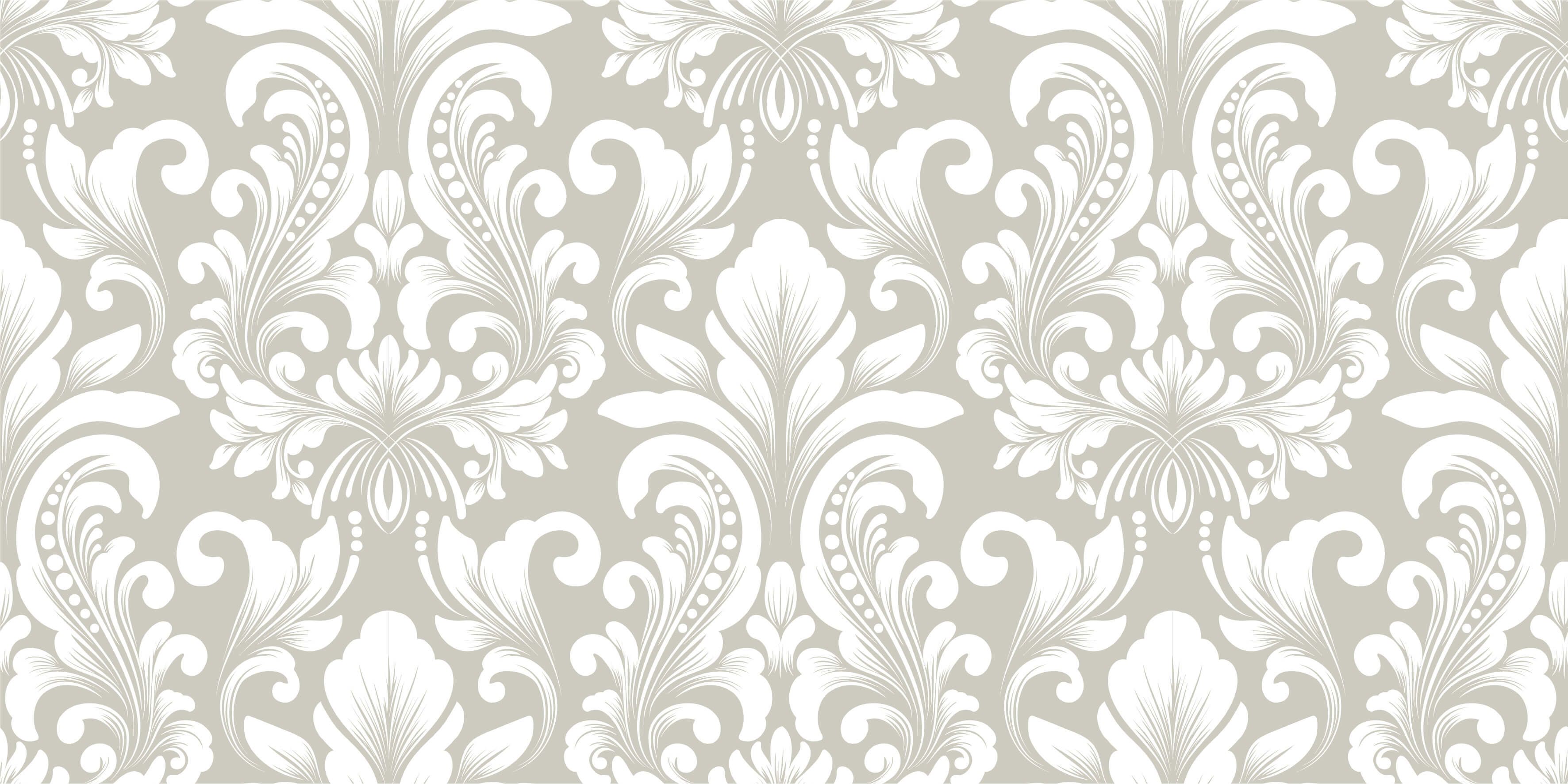 Barok behang - Grijs damast patroon - Slaapkamer