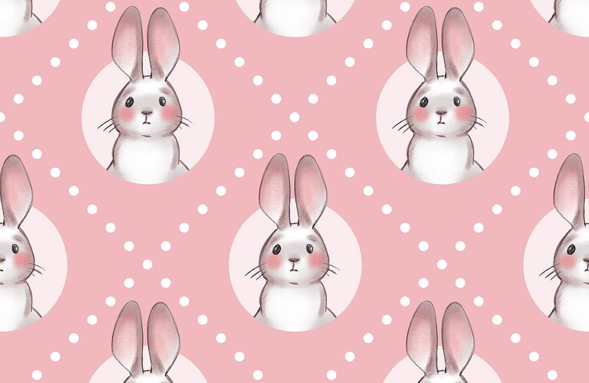 Dieren Roze konijnen patroon