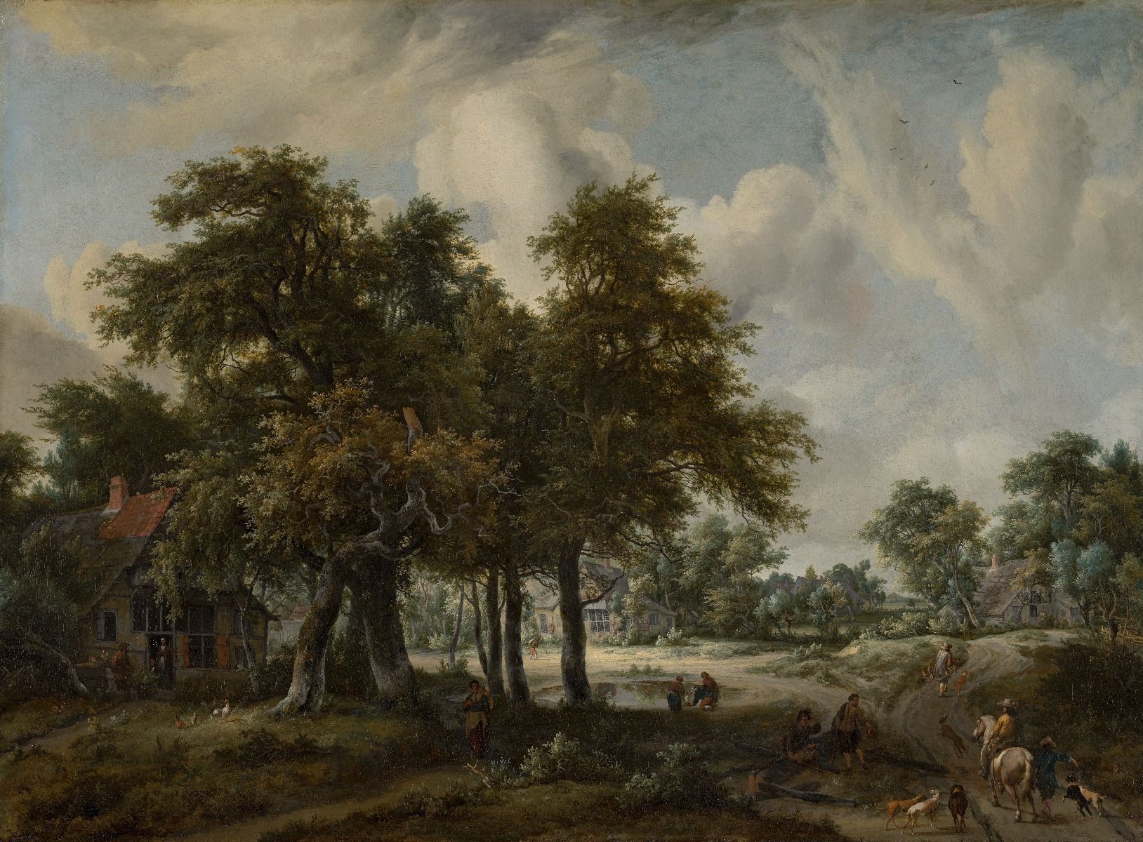 Boslandschap met boerenhoeven