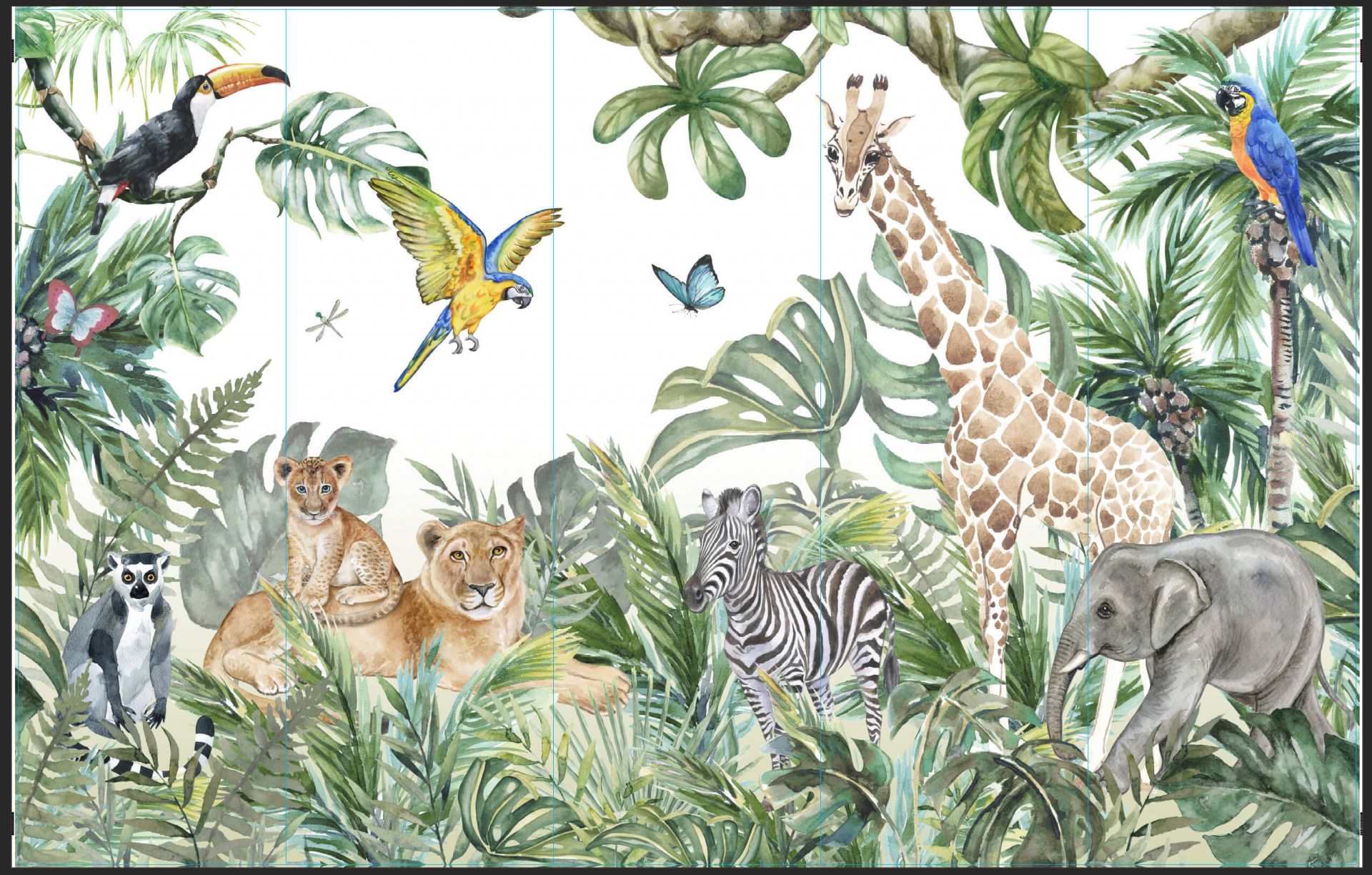 Wilde jungle dieren - outlet - 400 x 252 cm main product photo