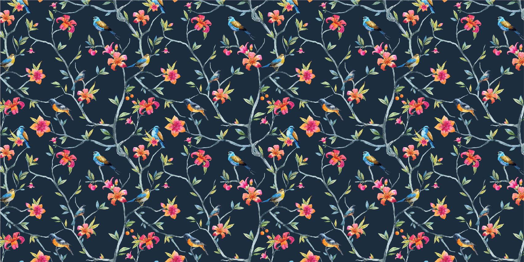 Tropische bloemen en vogels