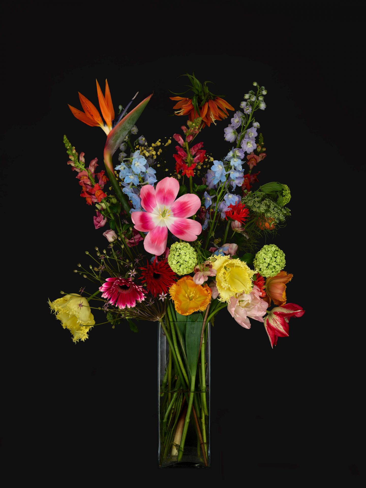 grote Oceaan bewijs Het strand Boeket bloemen in glazen vaas - Fotobehang