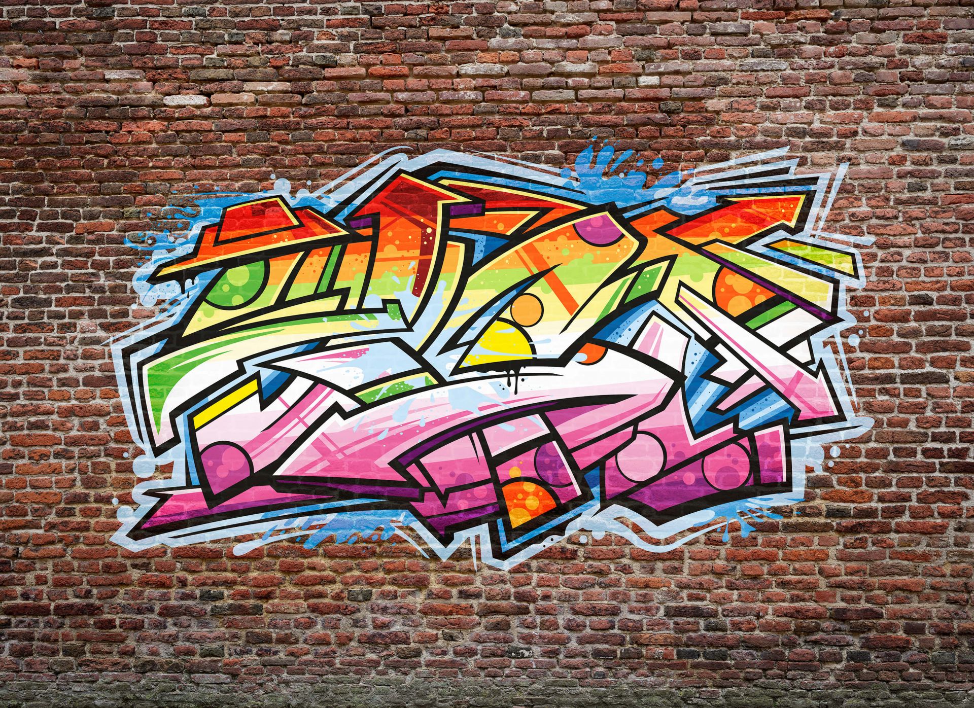 Graffiti op rode bakstenen