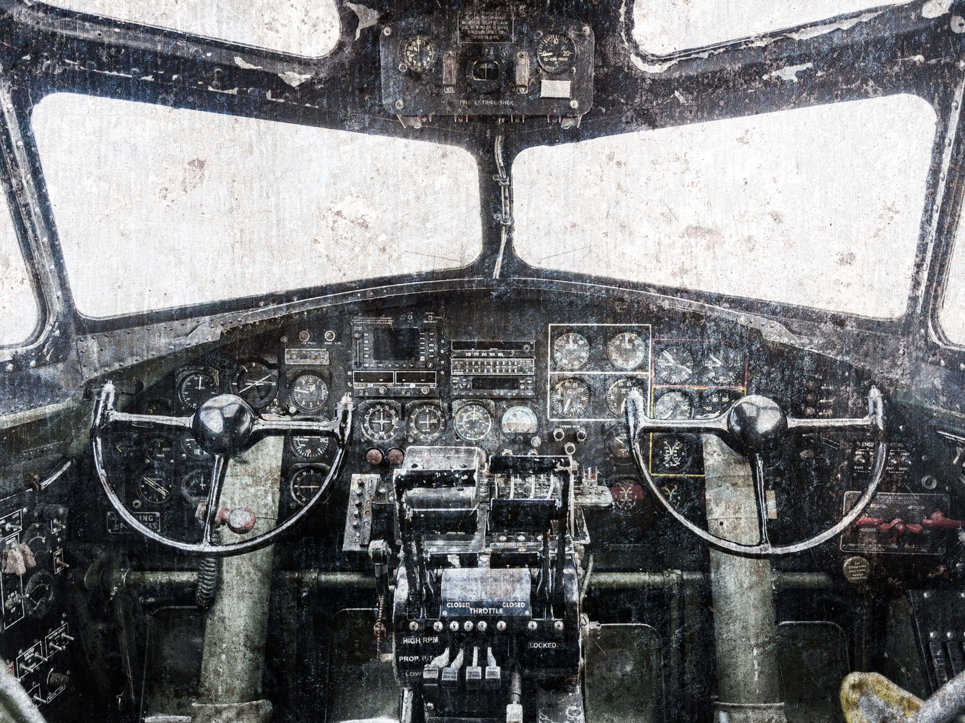 Vintage vliegtuig cockpit