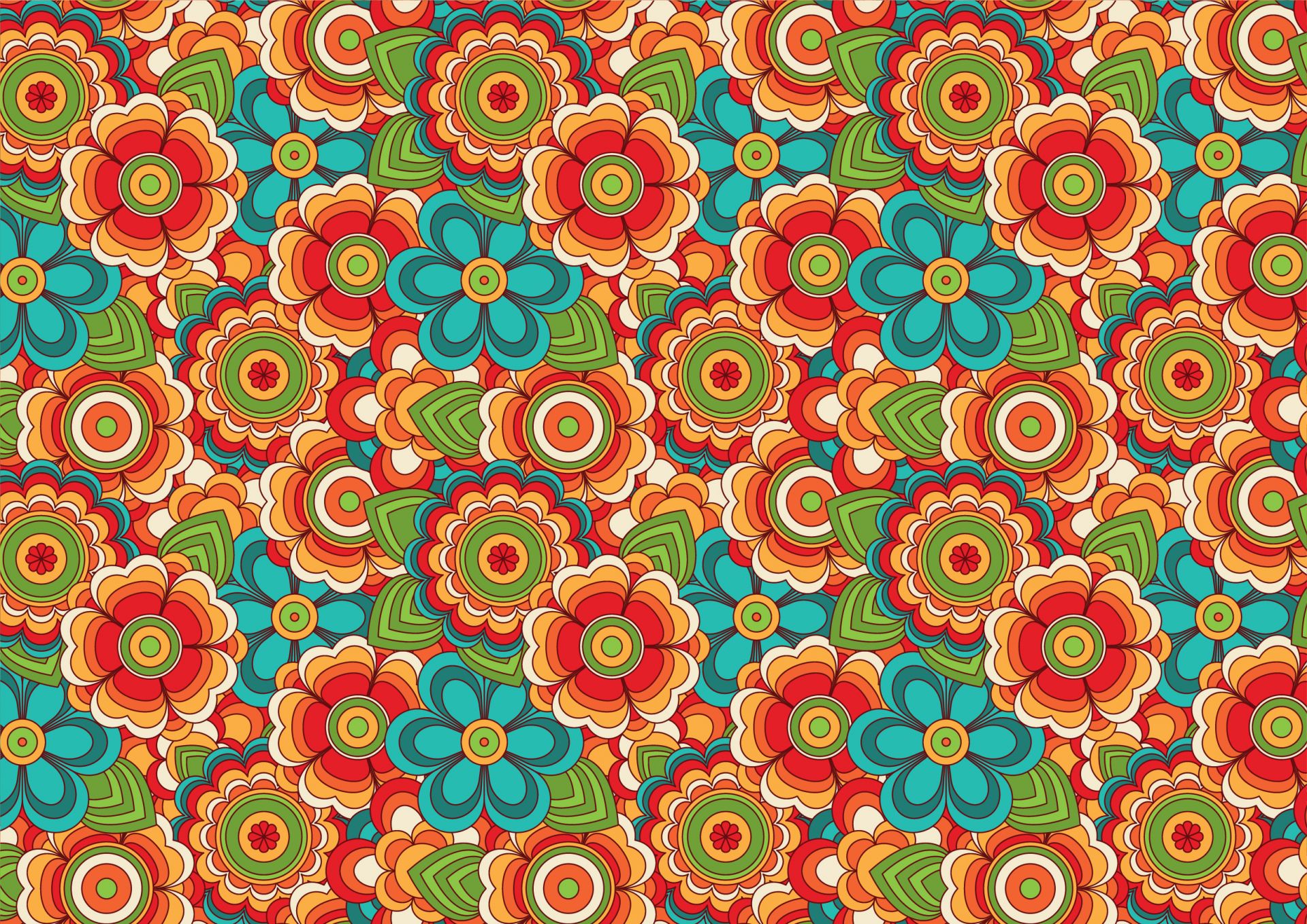 Kleurrijke retro bloemen