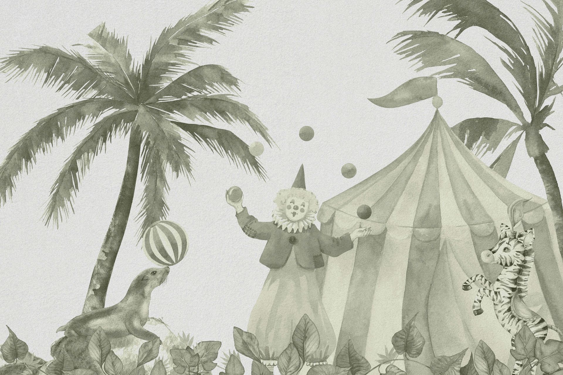 Vrolijke circus dieren in groen main product photo