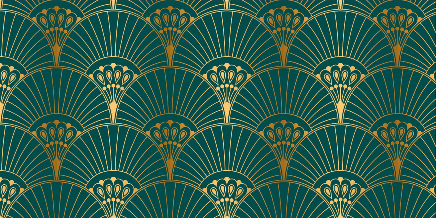 Art Deco waaier in Teal
