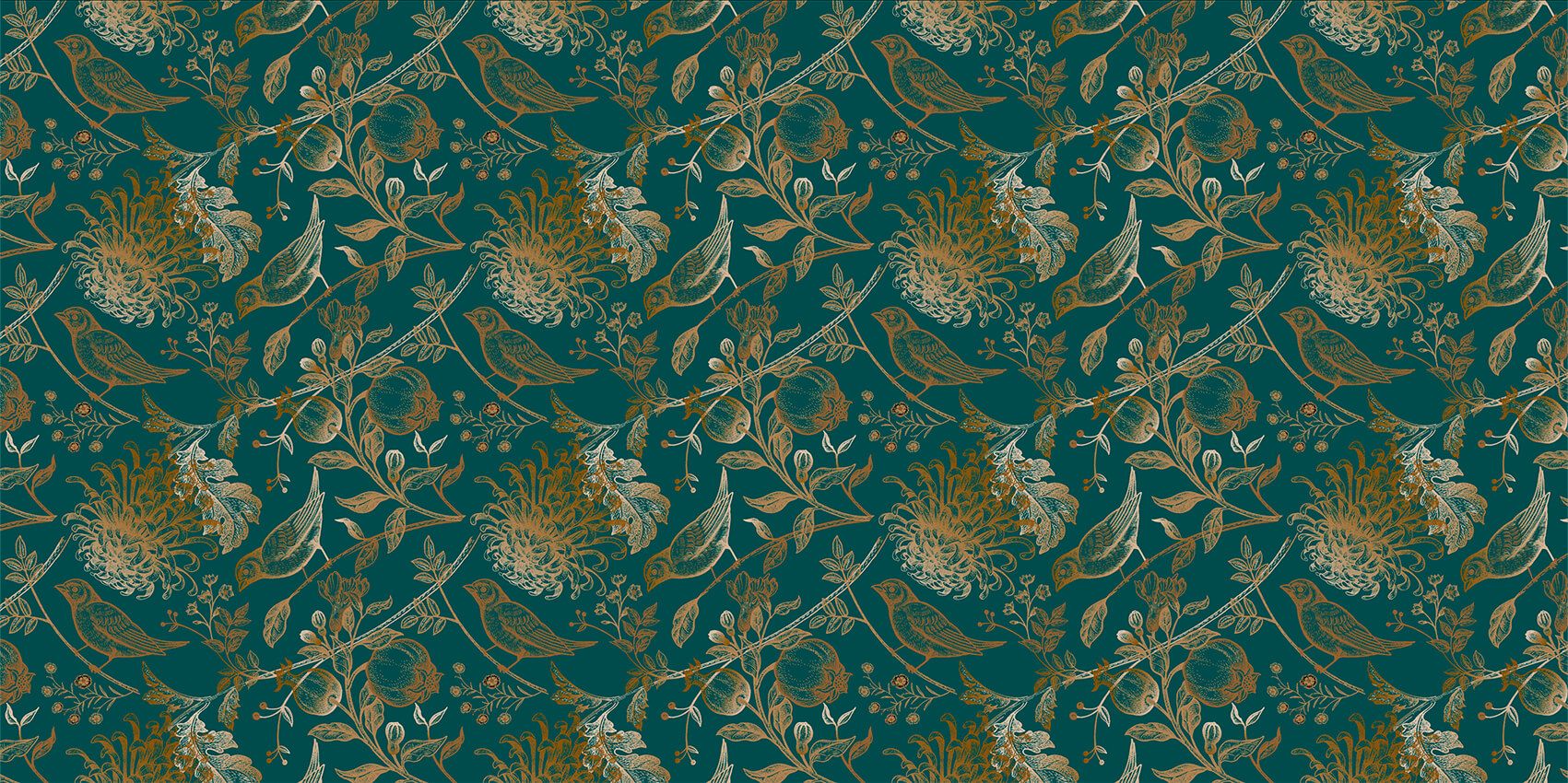 Chrysanten en vogel patroon