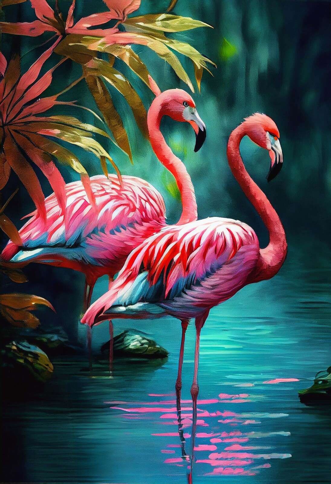 Fluweelroze Flamingo Duo