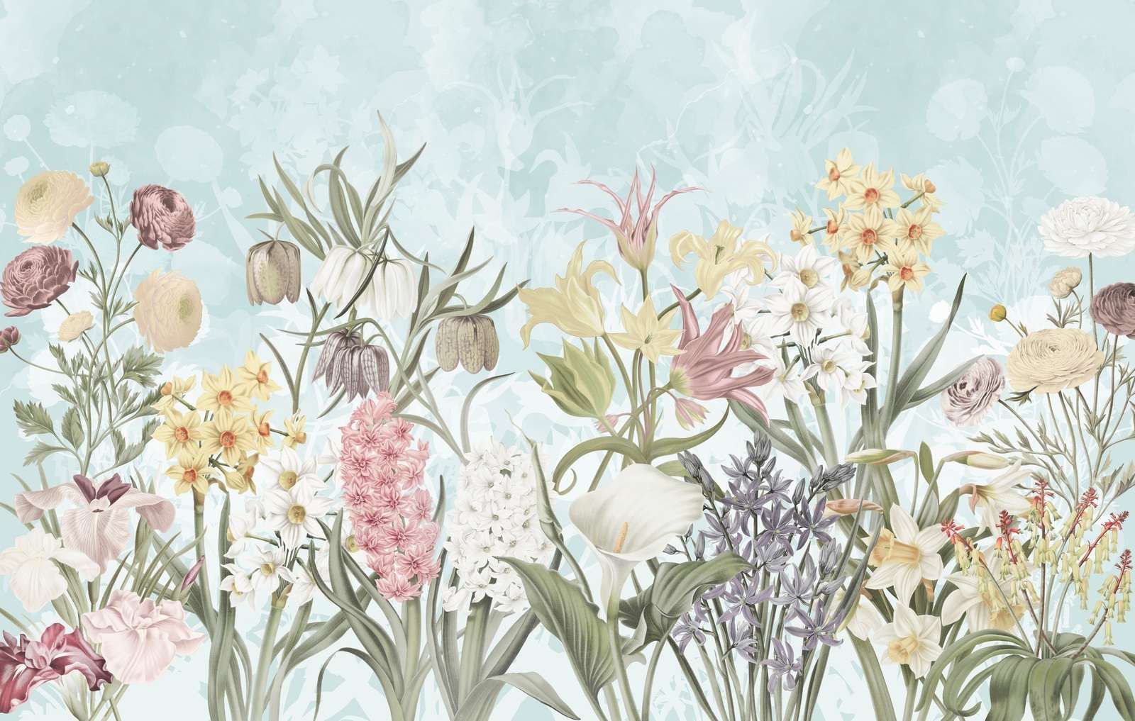 Spring Flowers - Misty Aqua