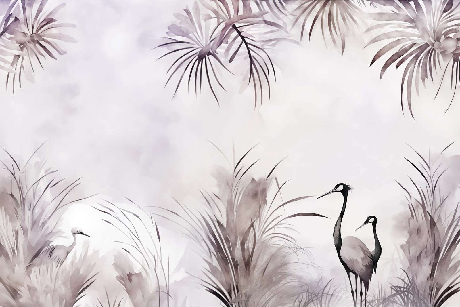 Cranes in Field White