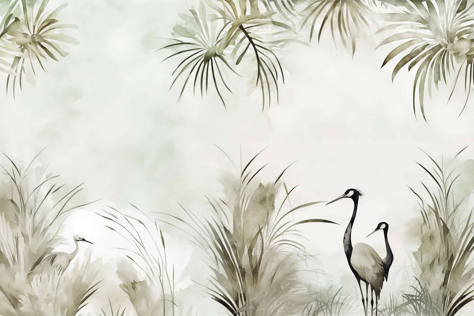 Cranes in Field Green