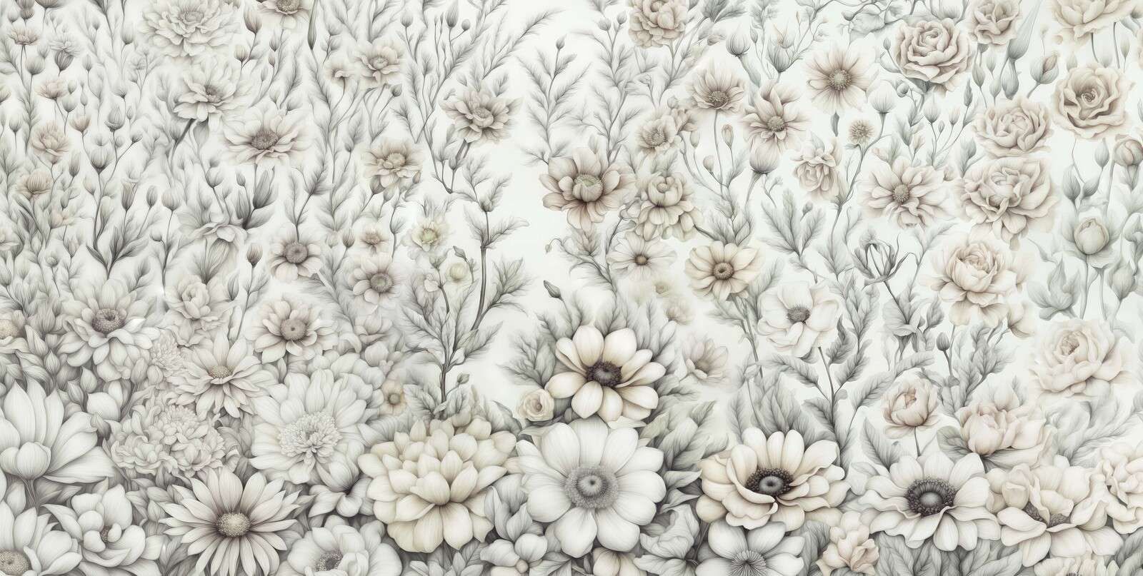 Floral romantic wall - beige
