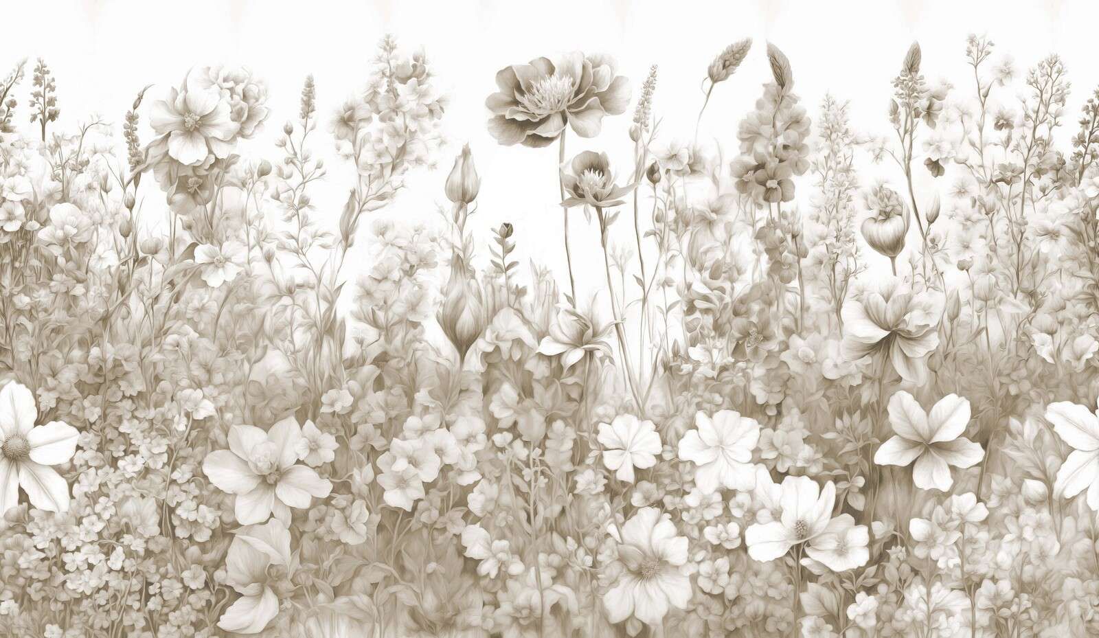 Flowers of my soul seamless - beige