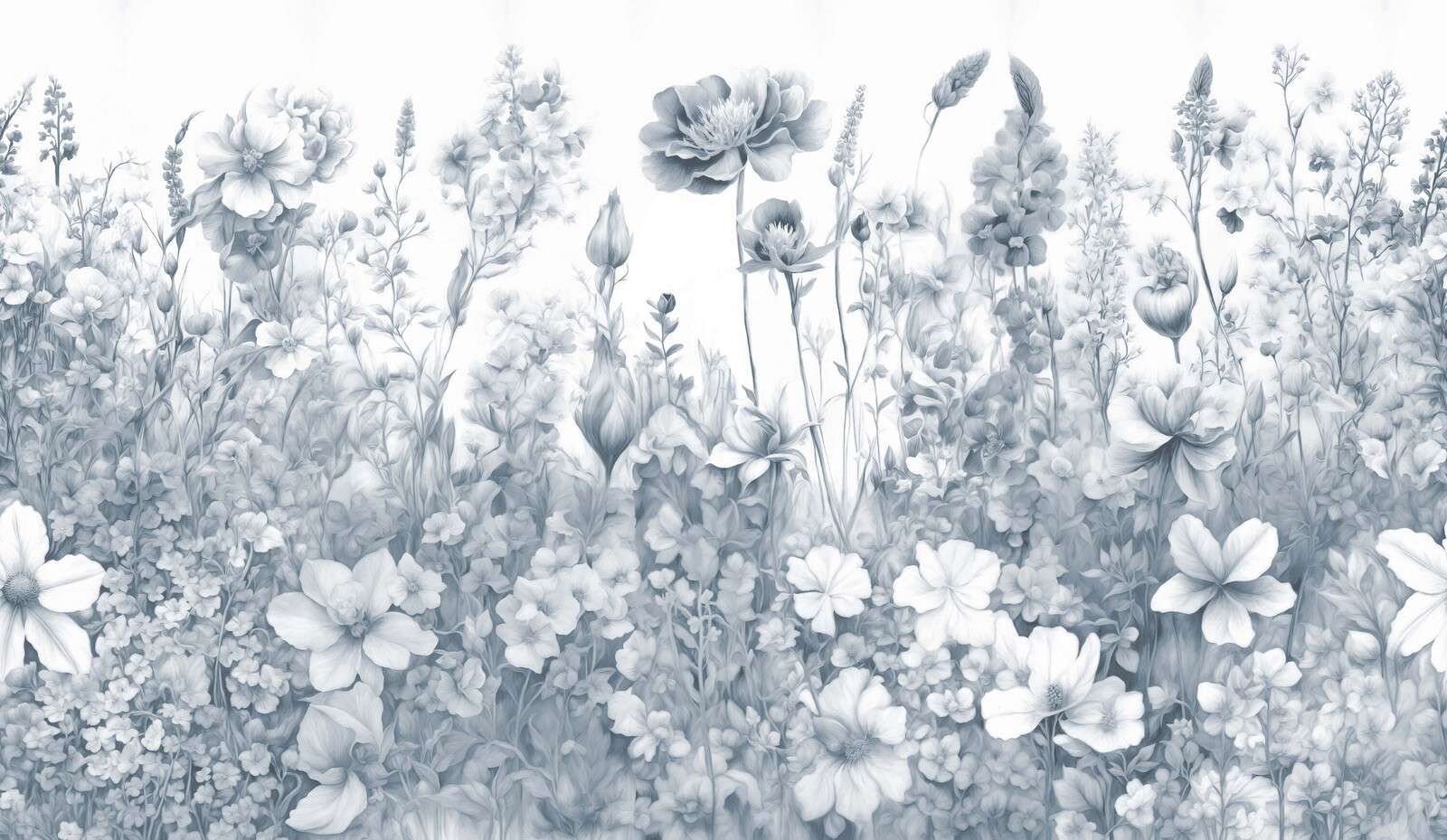 Flowers of my soul seamless - blue