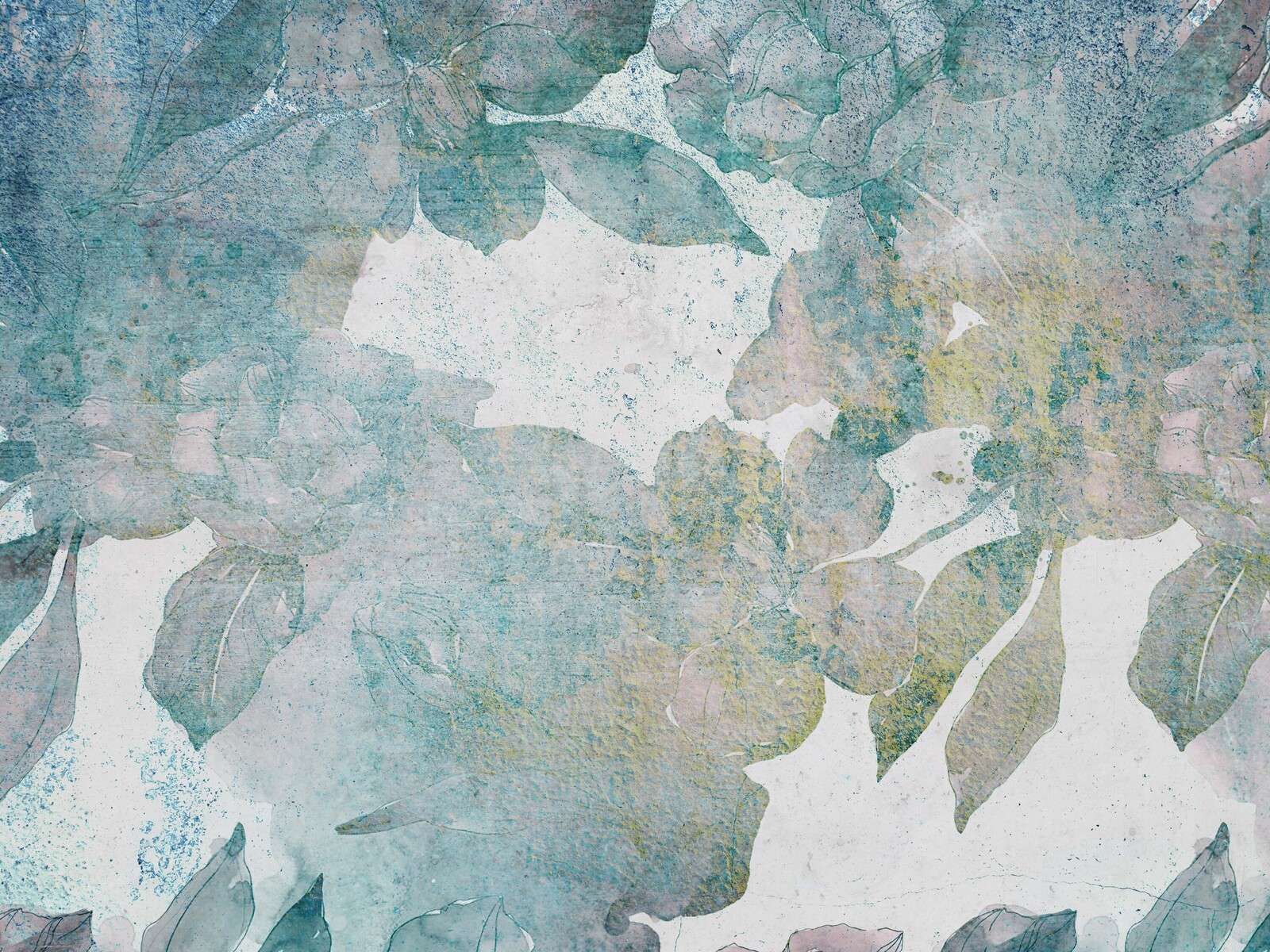 Verbleekte pioenen in aquarelblauw