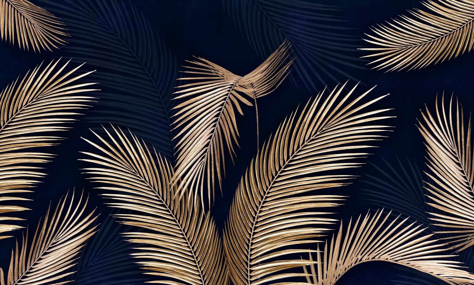 Gouden palmtakken op nachtblauw
