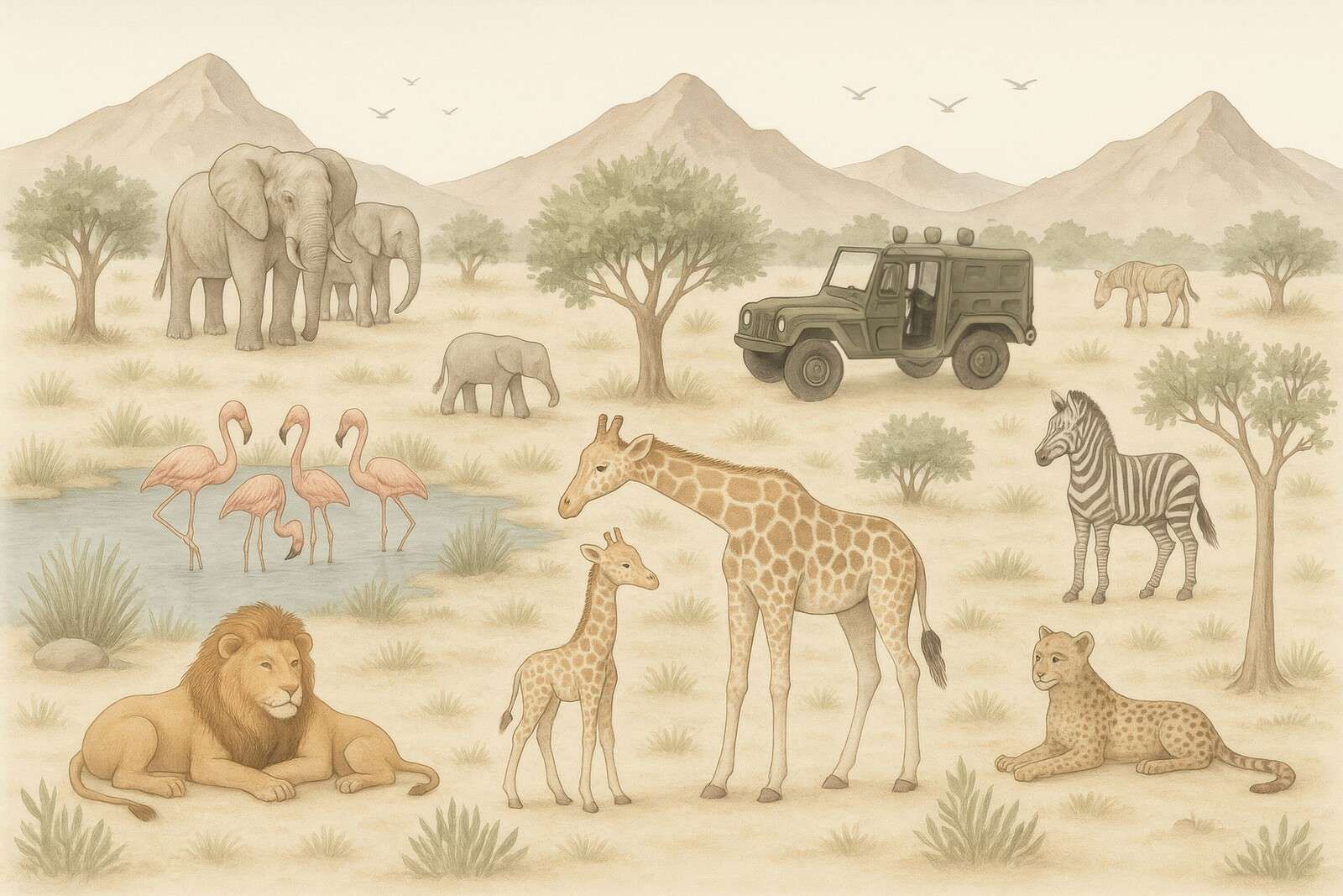 Avontuurlijke safari in de savanne