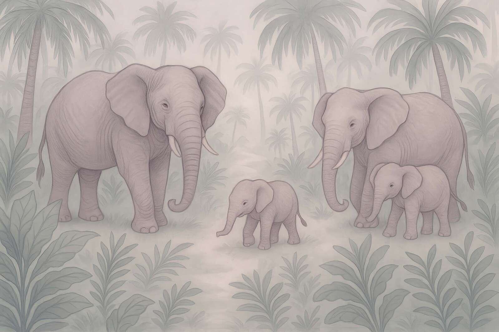 Olifantenfamilie in de jungle
