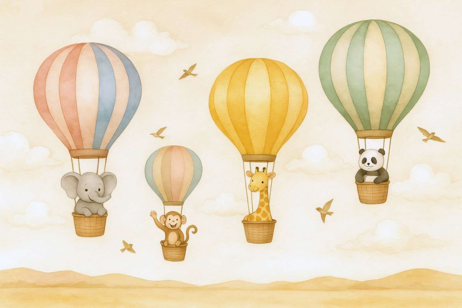 Dierenreis in heteluchtballon
